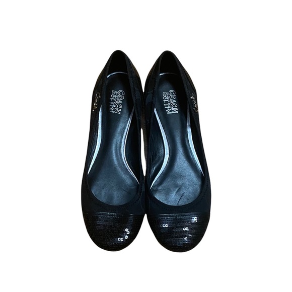 Coach Black Sequins Round Toe Ballet Flats Black Size 7 NEW - Picture 5 of 6
